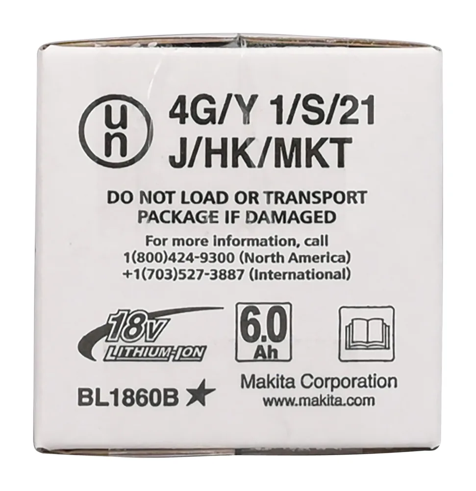 Verpackungskarton des Makita 197422-4 Akkus mit Transporthinweisen