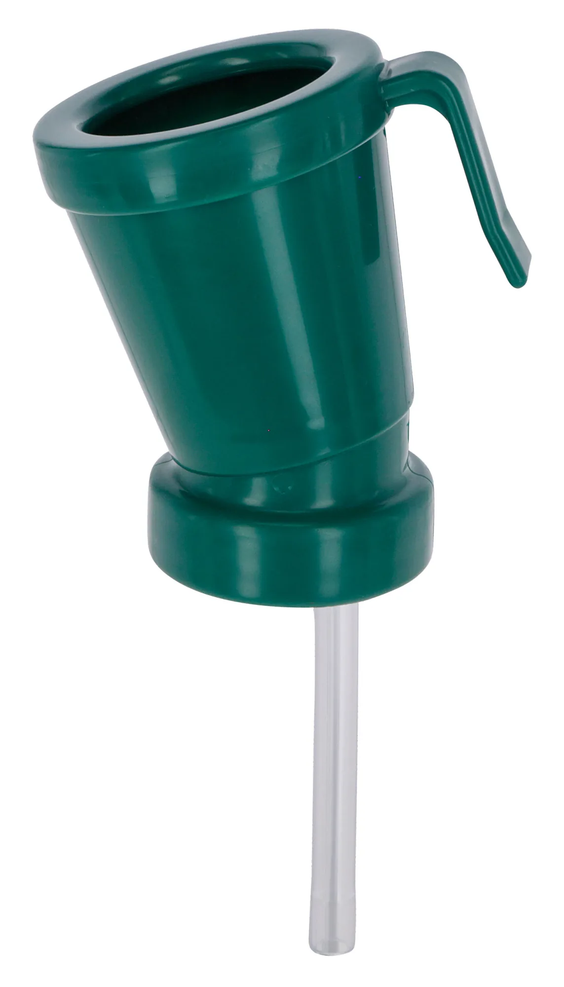 Grüner Dippbecher mit Tauchrohr zur Zitzendesinfektion, freigestellt
