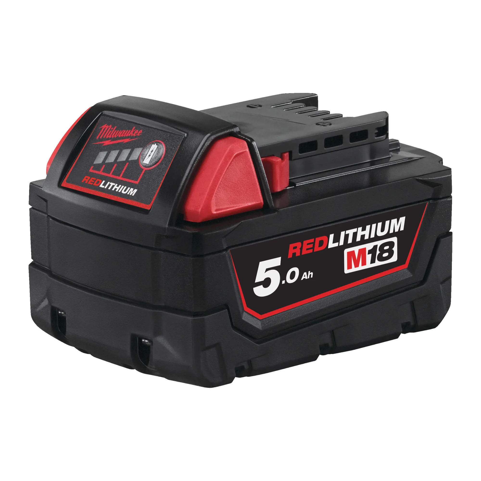 Milwaukee M18 B5 REDLITHIUM 5,0-Ah-Akku in Rot-Schwarz