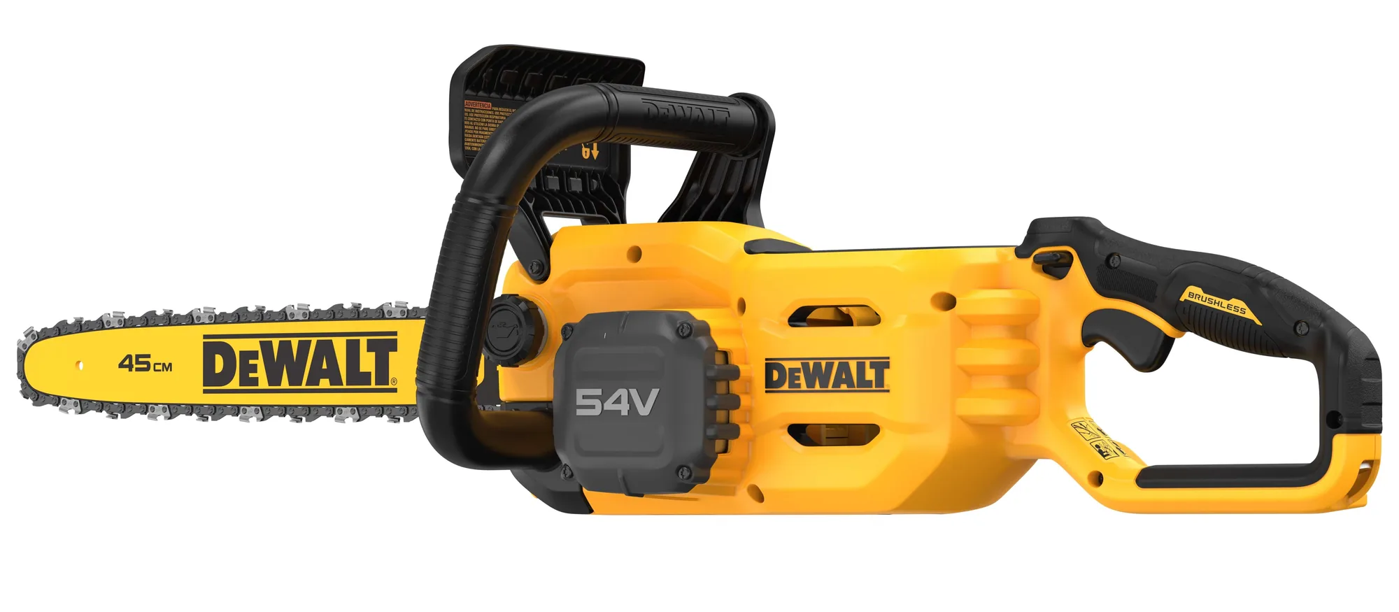DeWalt DCMCS574N FLEXVOLT Akku-Kettensäge, andere Perspektive freigestellt