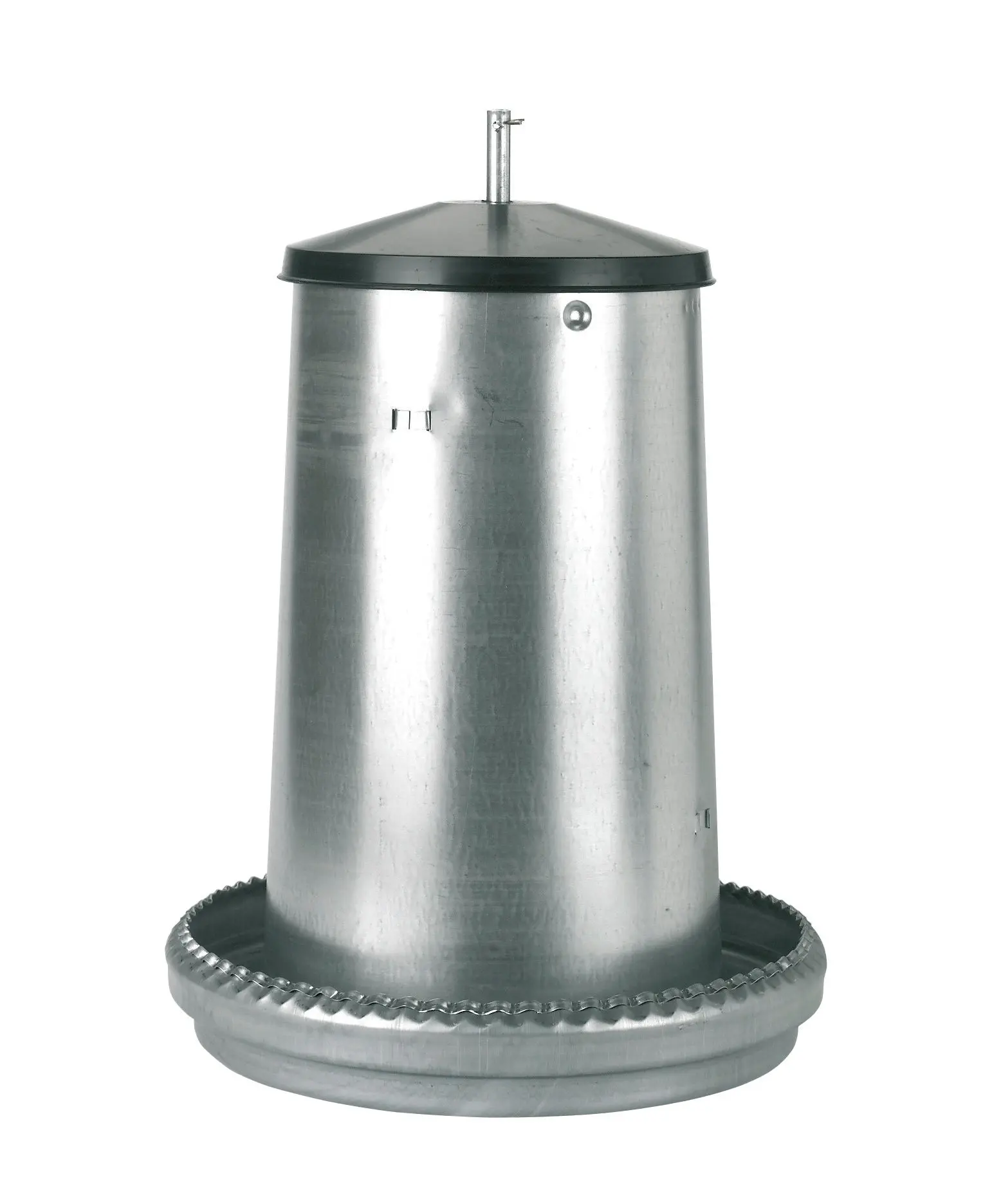 Kerbl Futterautomat aus verzinktem Stahl für Junggeflügel mit Futterring, 18 kg