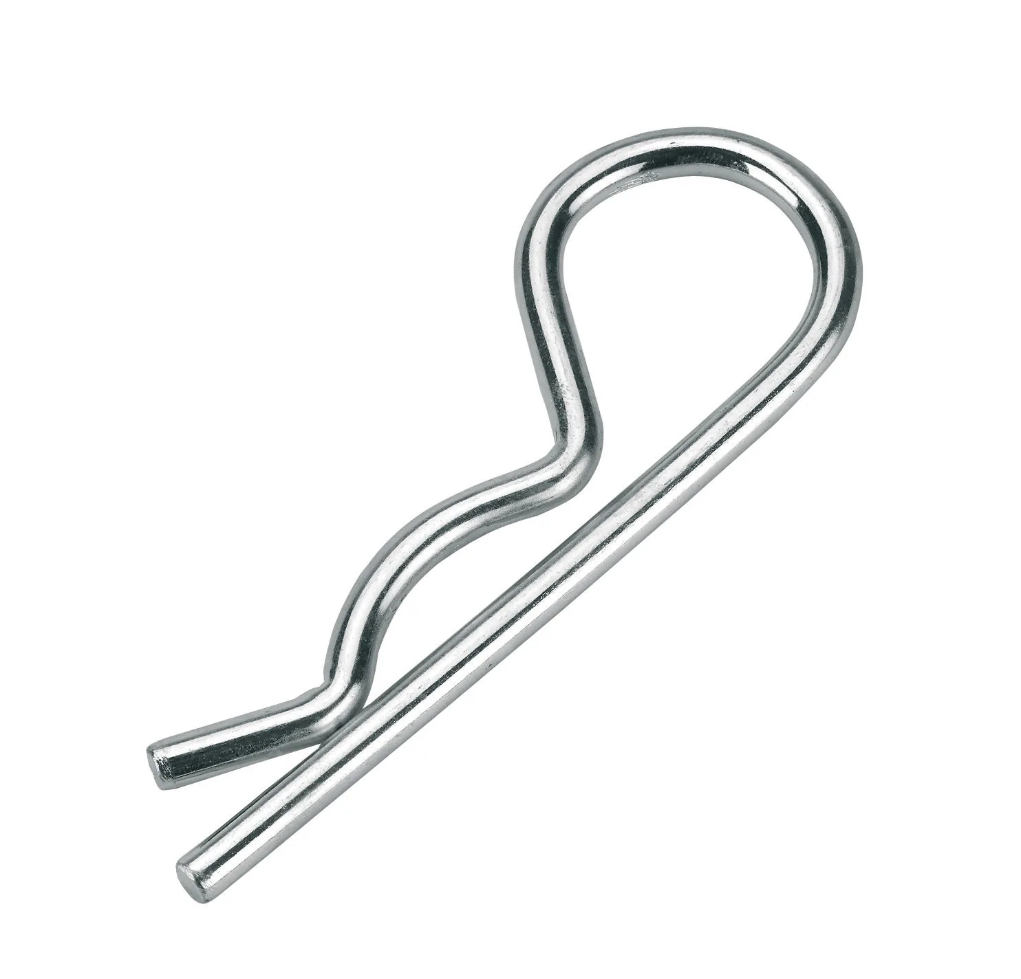 Kerbl Federsplint 2 mm aus verzinktem Stahl in einfacher R-Form, Nahaufnahme