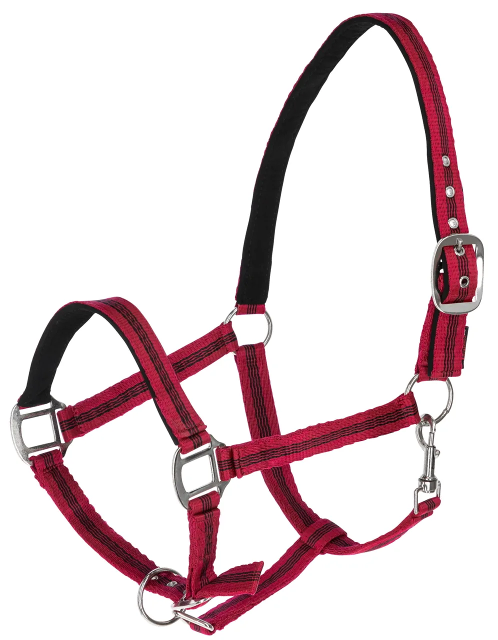Kerbl Halfter Mustang in Rot-Schwarz aus Nylon, zweifach verstellbar mit Karabiner