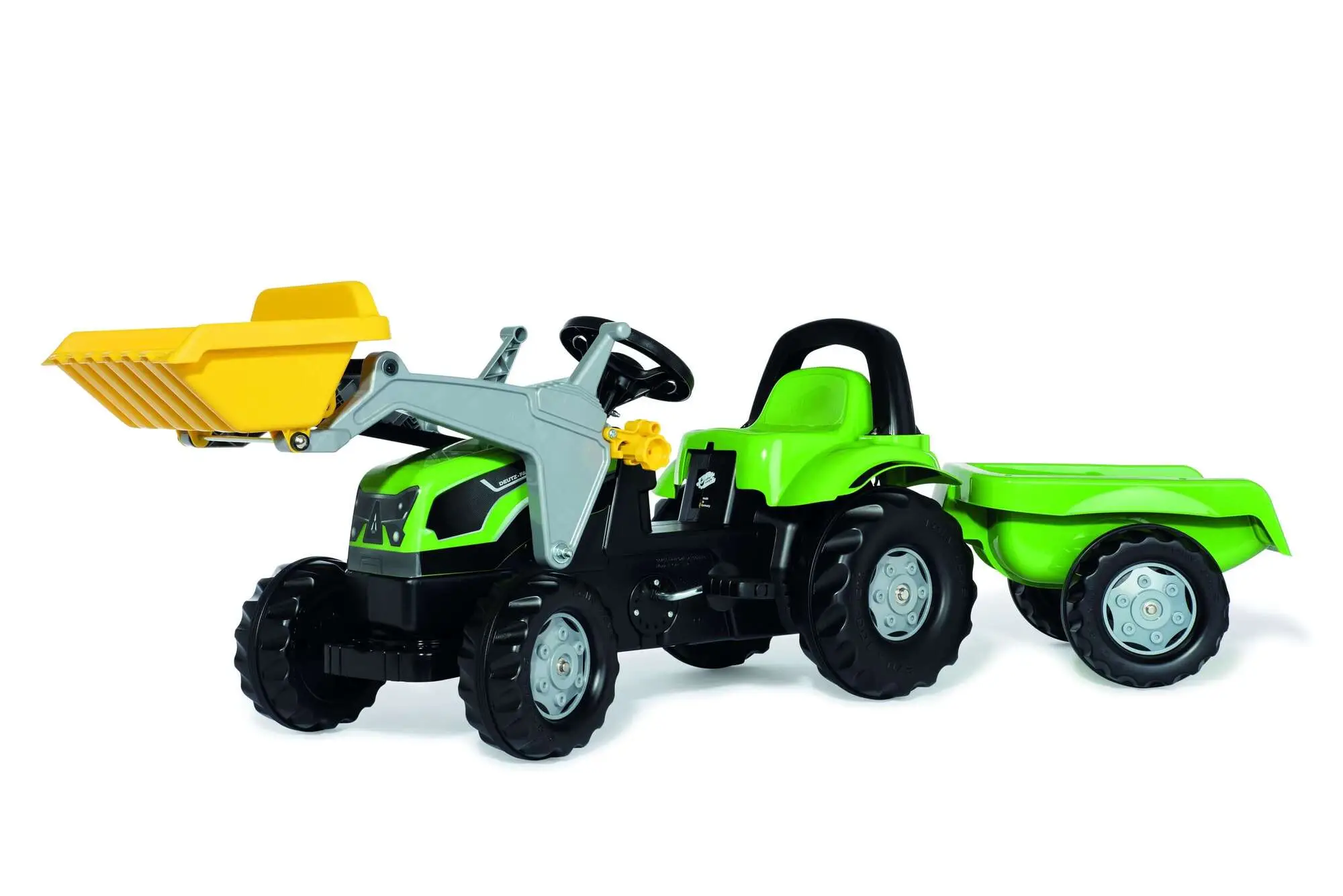 Rolly Toys rollyKid Deutz-Fahr in Grün mit Frontlader und Anhänger, Traktor für Kinder ab 2½ Jahren