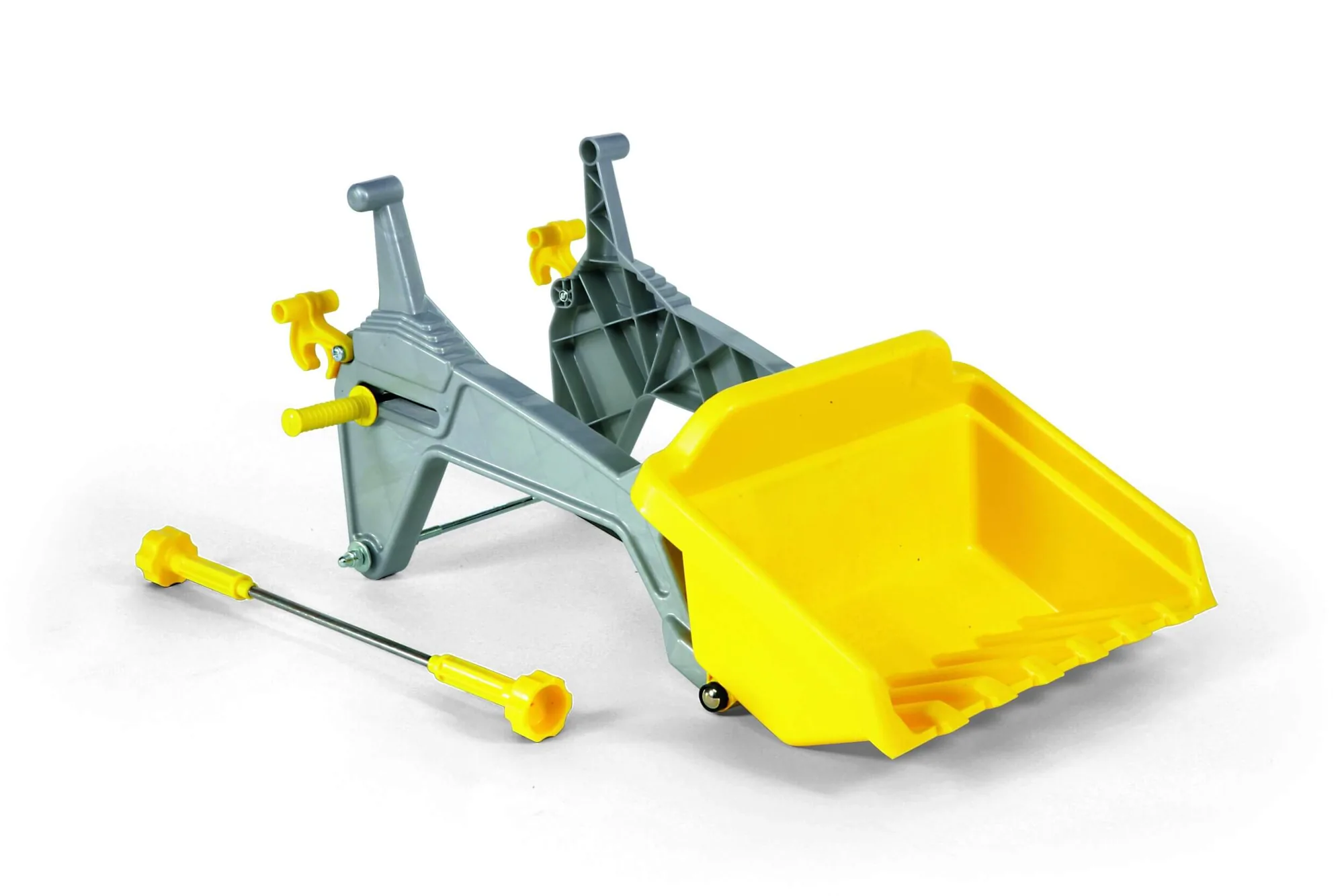 Rolly Toys rollyKid Lader in Grau-Gelb, anbaubarer Frontlader für Trettraktoren