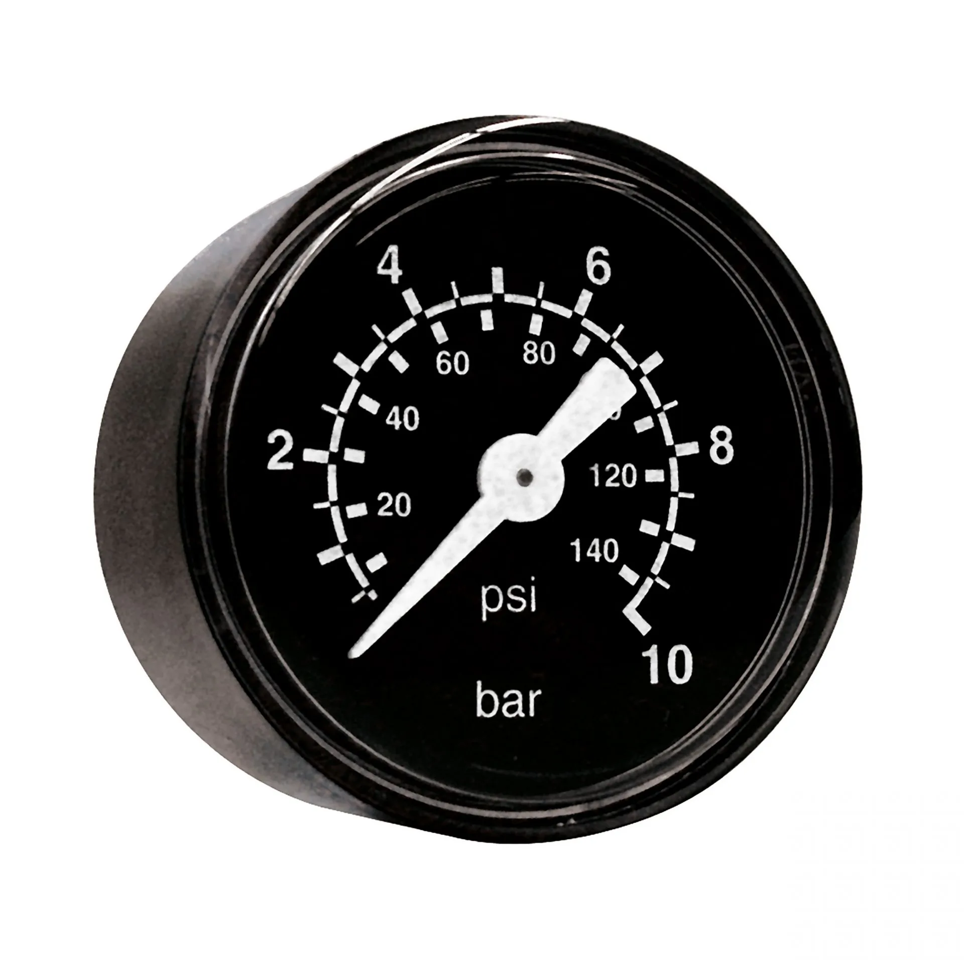 ewo Manometer Ø 40 mm mit schwarzem Gehäuse, Skala 0–16 bar und psi, Anschluss hinten