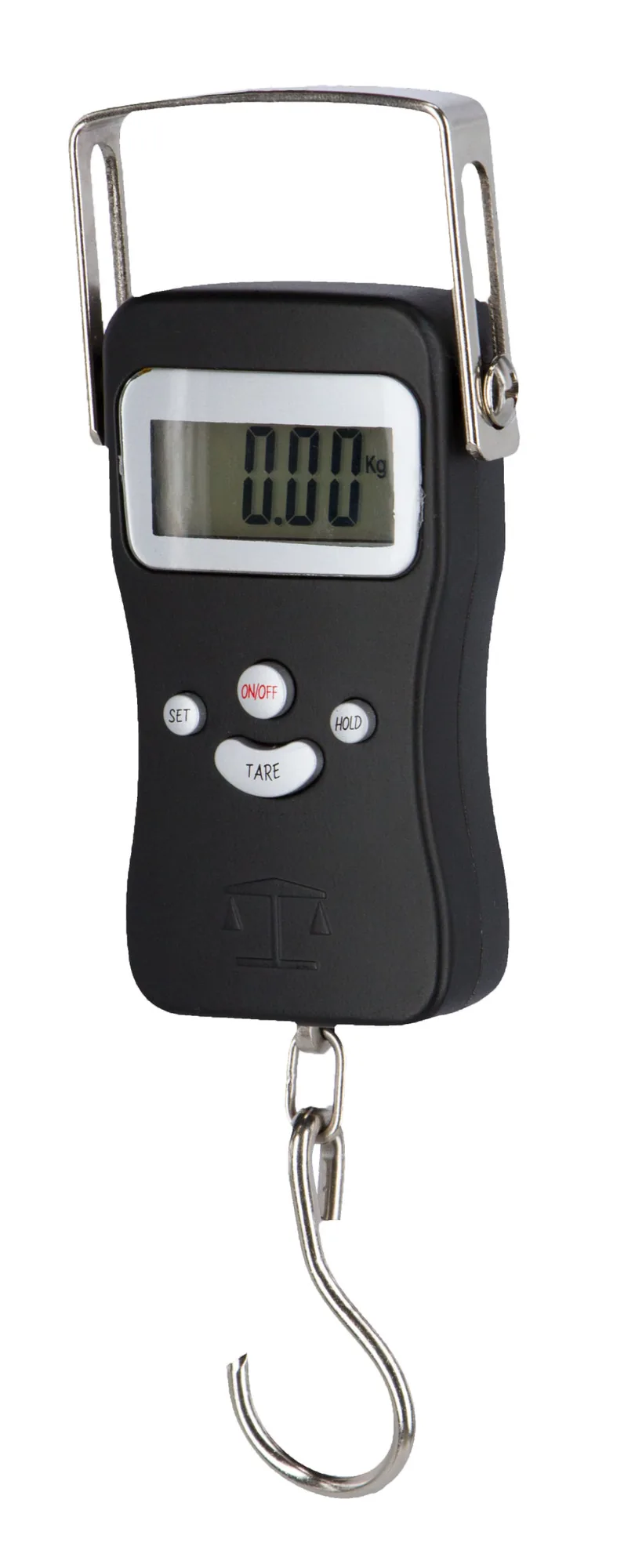 Kerbl DigiScale 50 digitale Hängewaage in Schwarz mit Haken und LCD-Anzeige, bis 50 kg