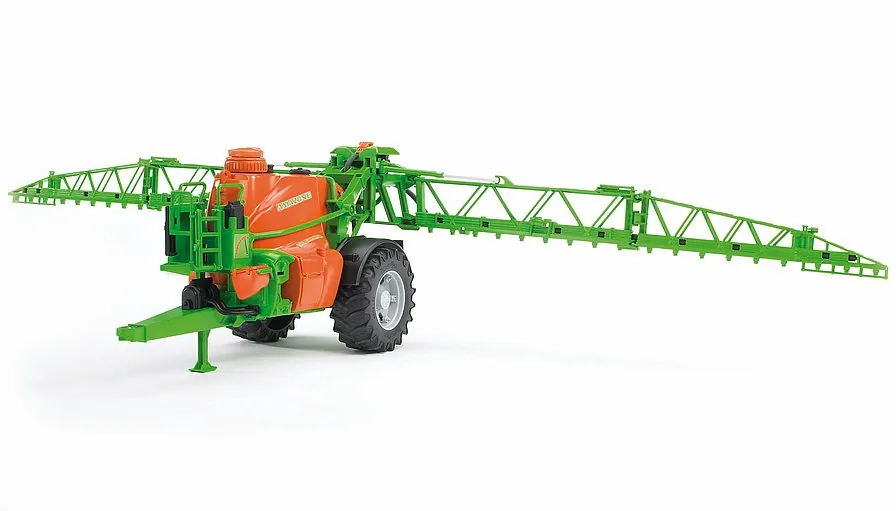 Bruder Amazone UX 5200 Feldspritze in Orange-Grün mit ausgeklappten Spritzgestängen, Spielzeug 1:16