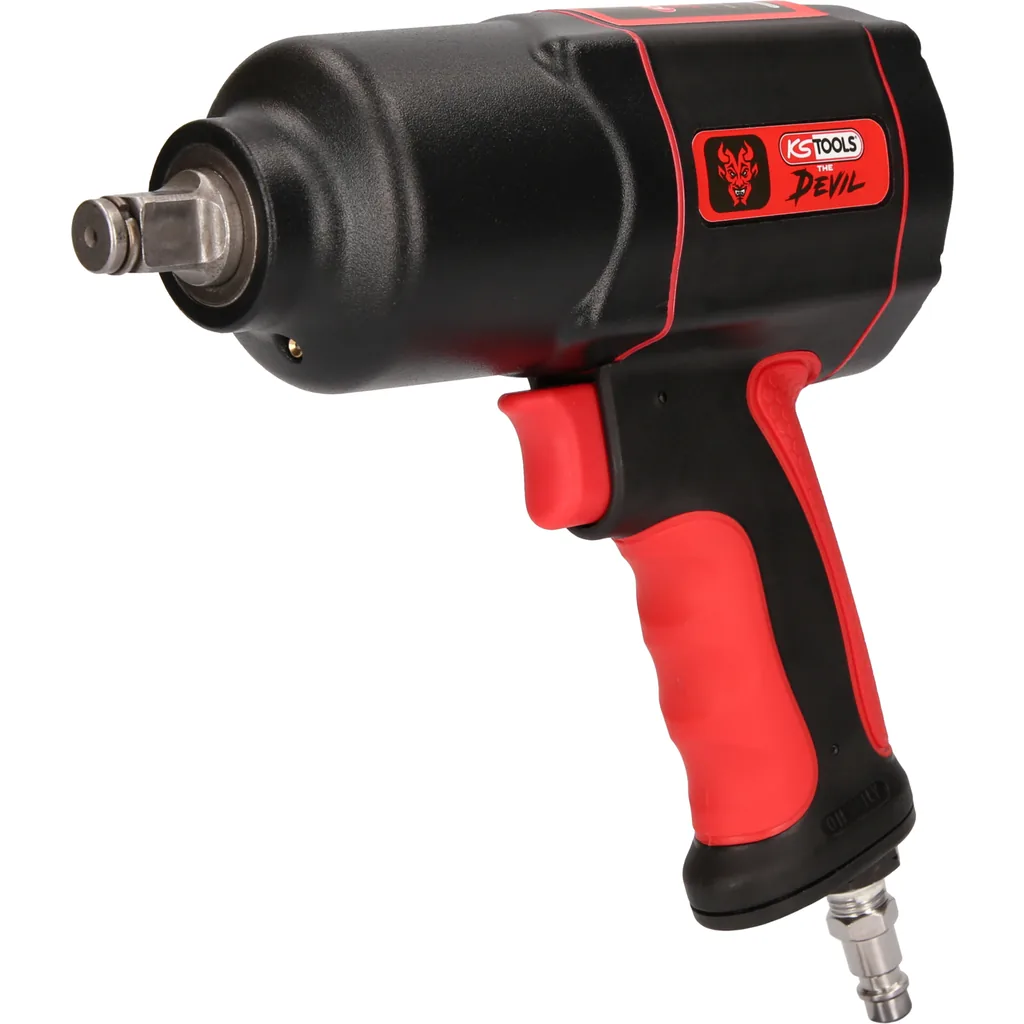 KS Tools 515.1200 THE DEVIL 1/2-Zoll Druckluft-Schlagschrauber rot-schwarz, Seitenansicht