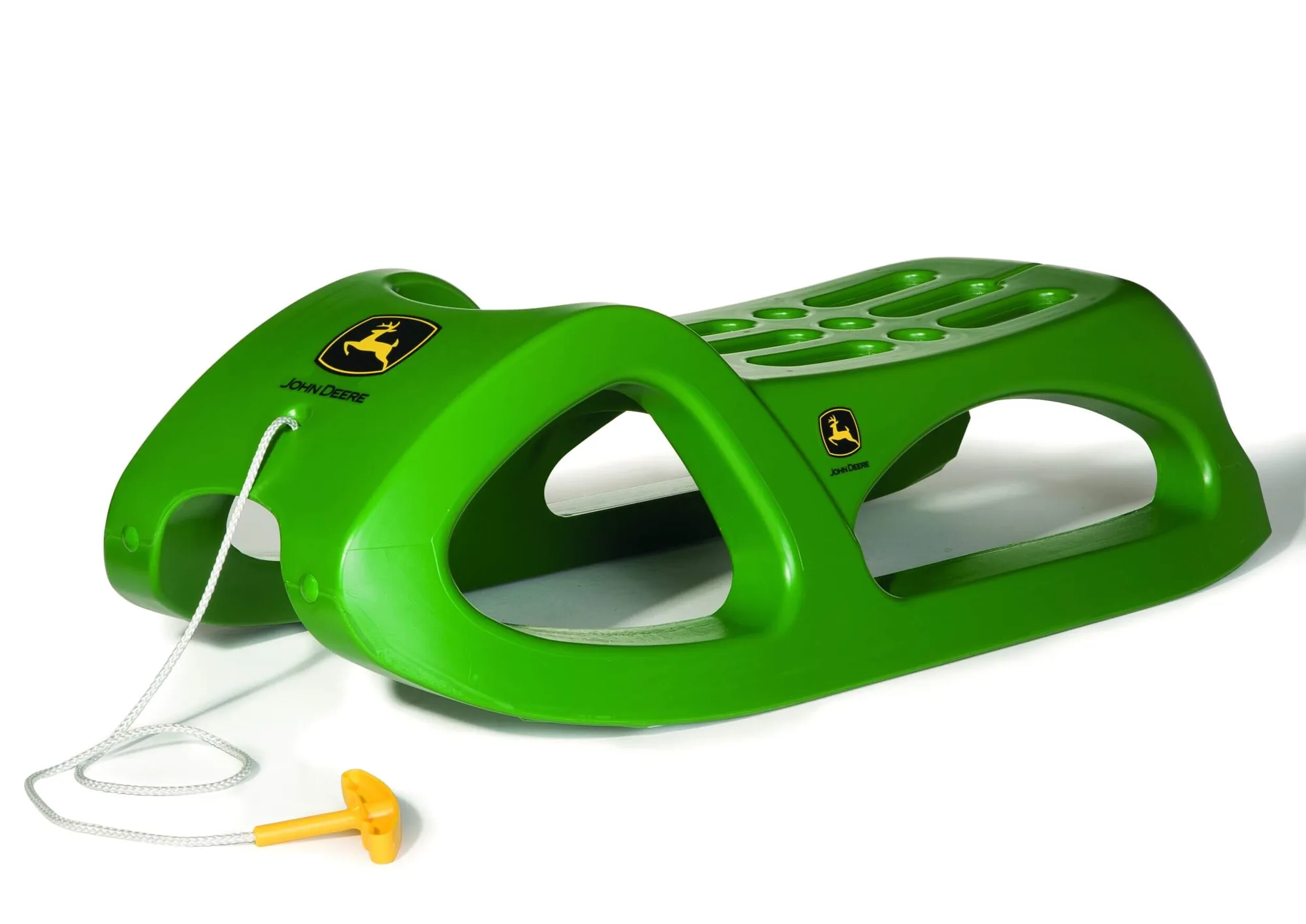 Rolly Toys John Deere Snow Cruiser in Grün, hohlgeblasener Kinderschlitten mit Zugleine