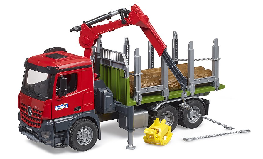 BRUDER MB Arocs Holztransport-LKW mit Ladekran, Greifer und 3 Baumstämmen – Robustes Forstfahrzeug im Maßstab 1:16 BRUDER MB Arocs Holztransport-LKW mit Ladekran, Greifer und 3 Baumstämmen – Robustes Forstfahrzeug im Maßstab 1:16