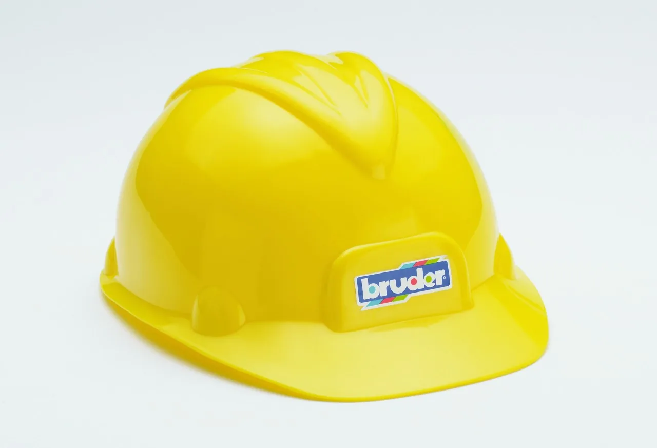 Bruder 10200 Baustellen-Spielhelm in Gelb mit bruder-Logo, Schutzhelm für Kinder