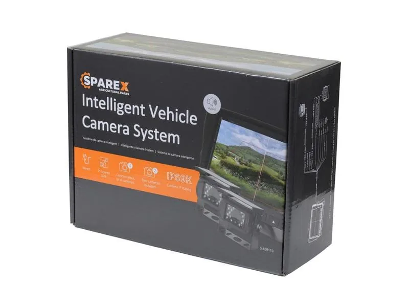 Verpackung des Sparex Intelligent Vehicle Camera System 7" HD mit Produktabbildung
