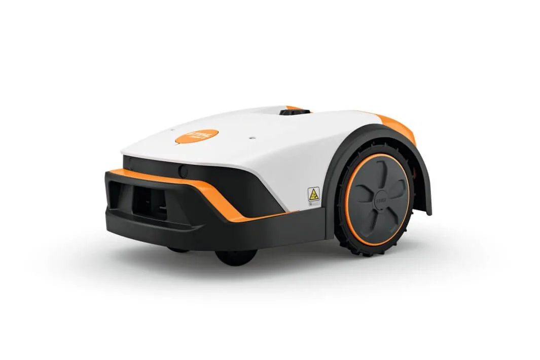 STIHL iMOW 4 Mähroboter orange-weiß, Frontansicht freigestellt