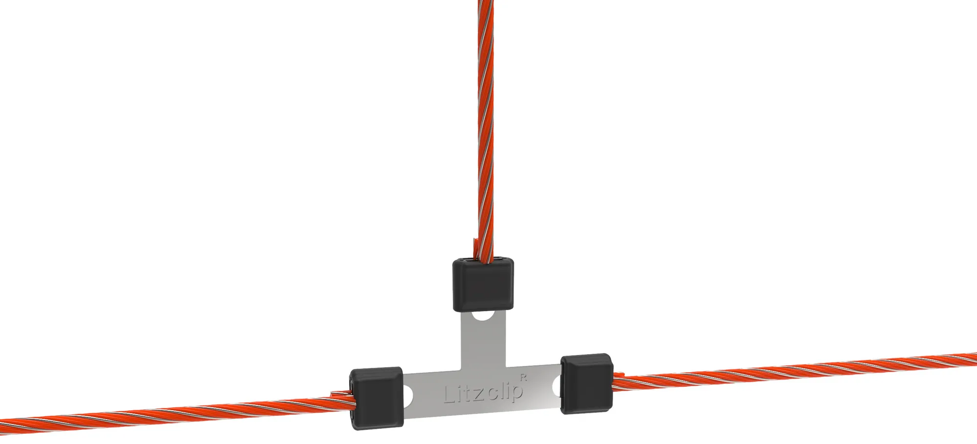 Kerbl AKO Litzclip Reparaturset Edelstahl als T-Abzweig auf oranger Litze