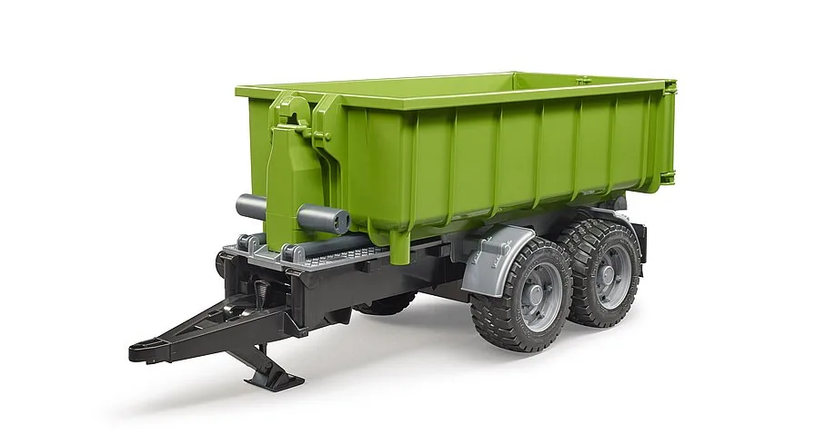 Bruder 02035 Hakenlift-Anhänger mit grünem Container auf Tandemachse, Spielzeug 1:16