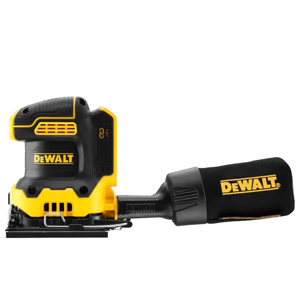 DeWalt DCW200NT 18V XR Akku-Schwingschleifer (1/4-Blatt) mit Staubfangbox, freigestellt