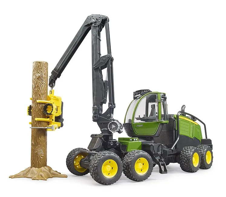 Beweglicher Kranarm und drehbare Kabine am John Deere Holzvollernter