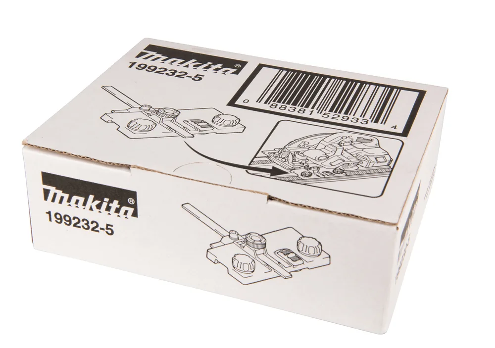 Verpackungskarton des Makita Führungsschienenadapters mit Montagezeichnung