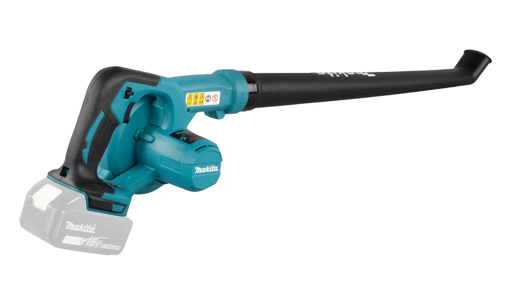 Makita DUB186Z Akku-Laubbläser in Schrägansicht mit Düse
