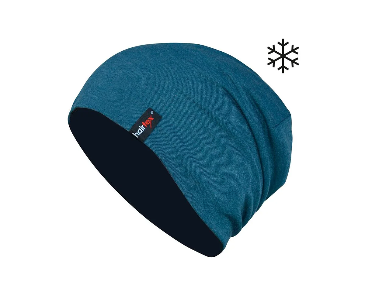Hairtex Winter-Stall-Beanie in Ozeanblau, gefütterte Unisex-Mütze in Einheitsgröße