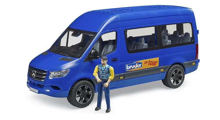 Bruder Mercedes-Benz Sprinter Minibus in Blau mit Fahrer-Figur, Spielzeug im Maßstab 1:16