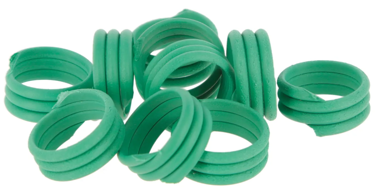 Kerbl Spiralringe 16 mm in Grün aus Kunststoff zur Geflügel-Kennzeichnung