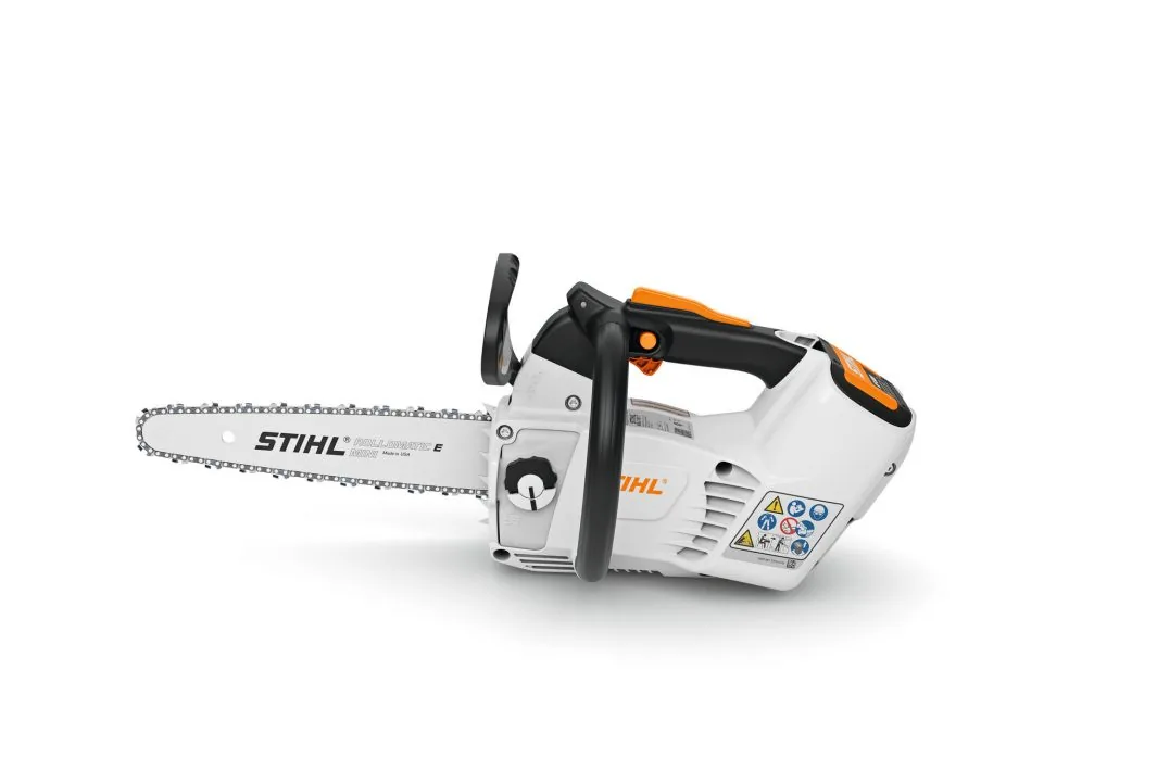 STIHL MSA 161 T Top-Handle Akku-Kettensäge in Gegenansicht mit Führungsschiene und Kette