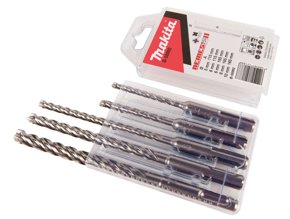 Makita NEMESIS II SDS-PLUS Bohrerset mit fünf Bohrern und Aufbewahrungsbox