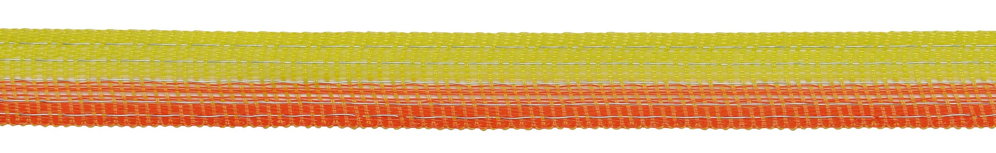 Kerbl Breitband 20 mm TopLinePlus gelb-orange, breitere Ansicht der Bandstruktur