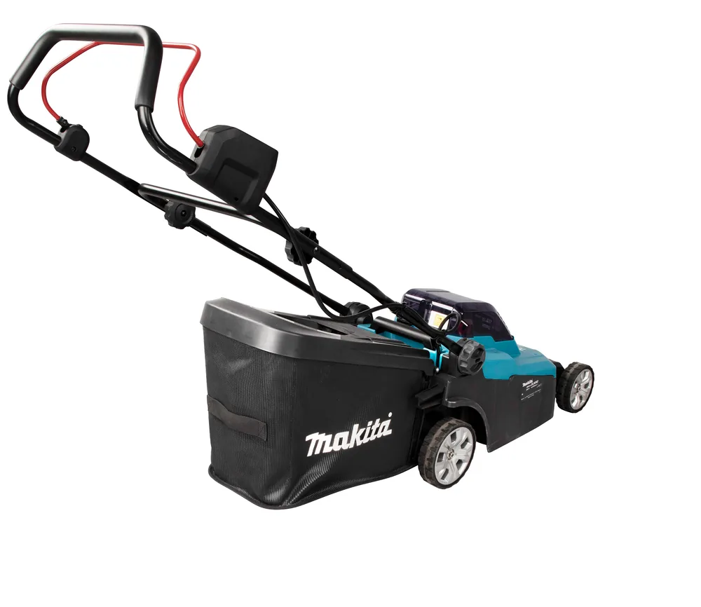 Makita DLM382PM2 Rasenmäher mit Fangkorb, weitere Seitenansicht