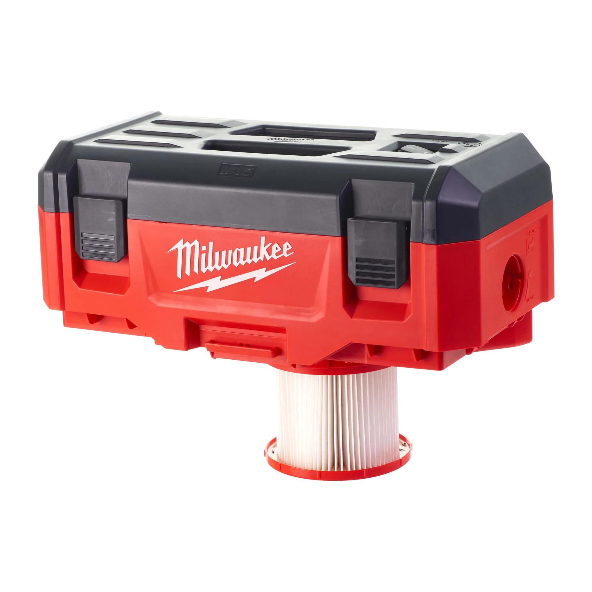 Detail des Motorkopfs mit Filter des Milwaukee M18 VC2 Saugers