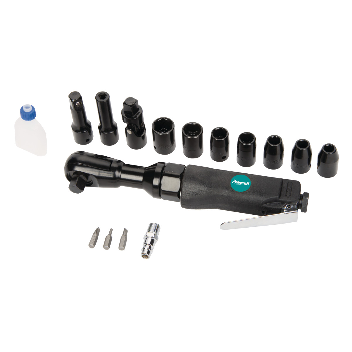 Aircraft 2401550 Luftratschen-Set LR S 1/2" – Kraftvolles Druckluft-Werkzeug inkl. Steckschlüssel-Satz im Koffer