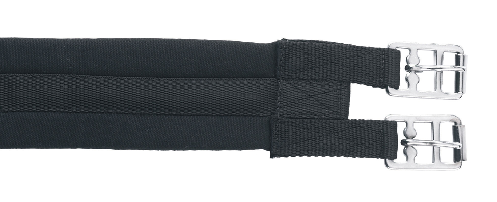 Kerbl Baumwoll Sattelgurt schwarz 100 cm - Gepolstert mit stabilen Rollschnallen für Reitbedarf